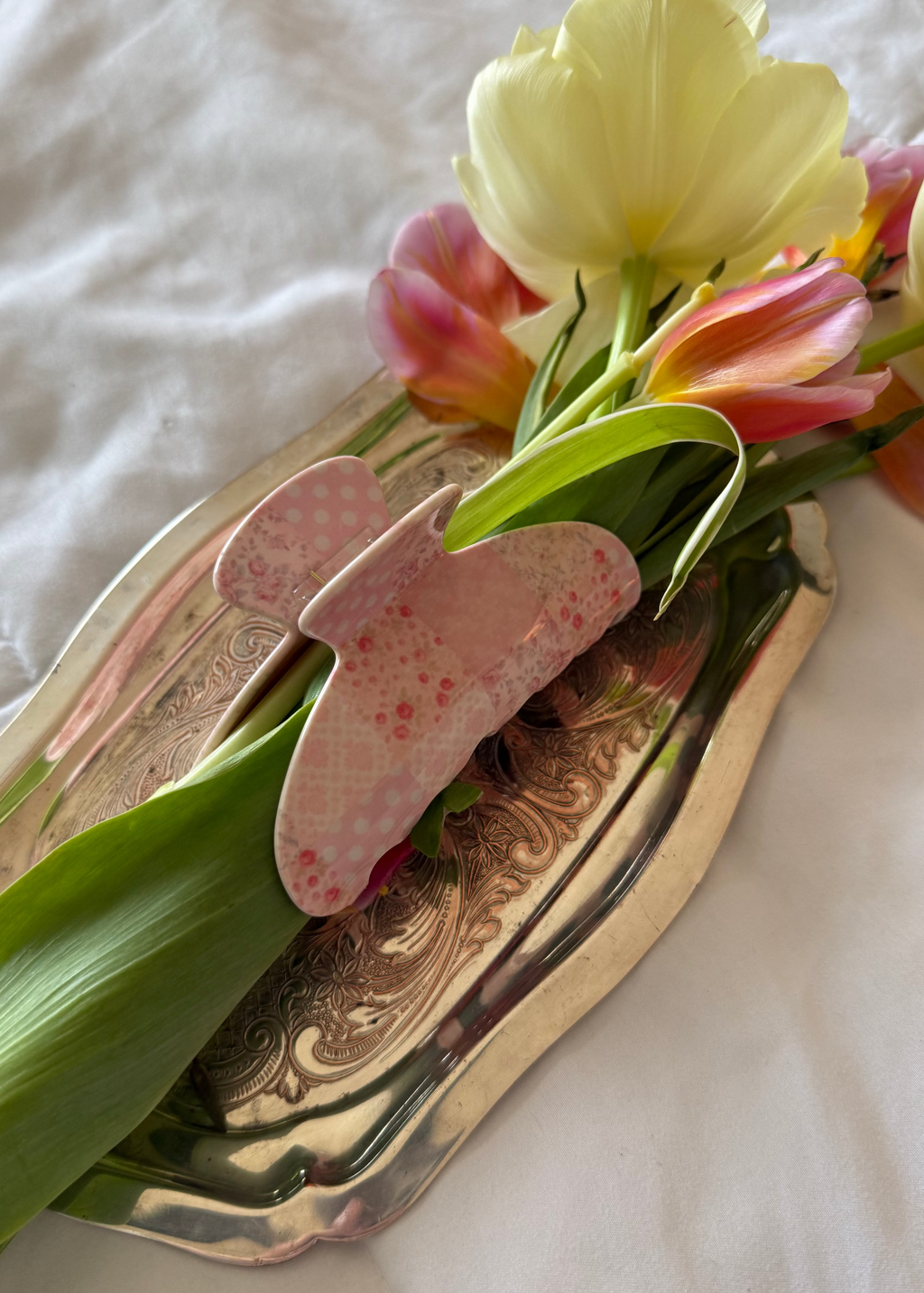 Quilted Rose Claw Clip